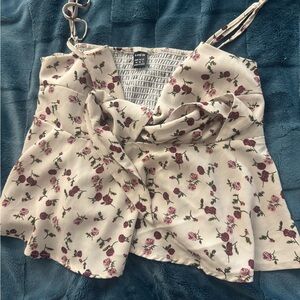 SHEIN Cream Floral Print Blouse